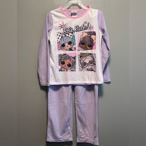 Girls LOL Surprise 3pc Pajama Set. 100% Pink Purple/White.   Size 8.
